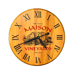 Personalized Maison Vineyard Barrel Head Clock