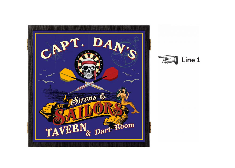 Personalized Sailors Dartboard & Cabinet Set Line 1