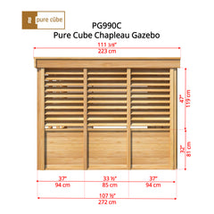 Pure Cube Knotty Cedar Chapleau Gazebo Back Dimensions