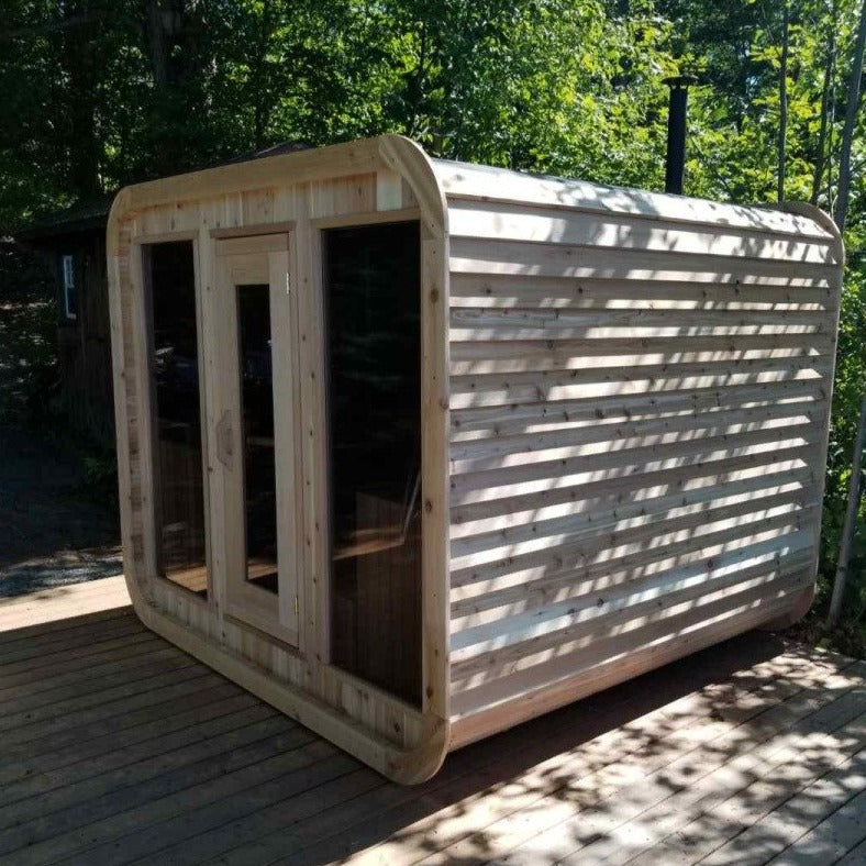 Knotty Cedar Luna sauna on deck