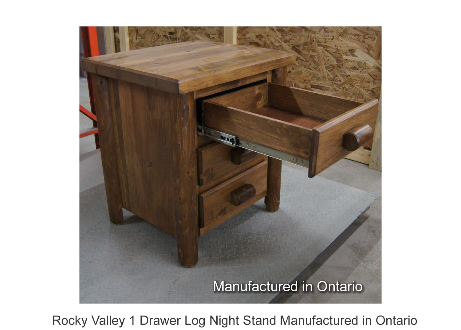 Rocky Valley 1 Drawer Log Night Stand Manufactured in Ontario