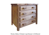 Rocky Valley 4 Drawer Log Dresser in Driftwood