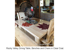 Rocky Valley Dining Table, Benches and Chairs in Clear Coat