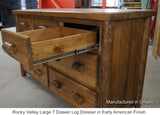 Rocky Valley 7 Drawer Log Dresser with Open Drawers