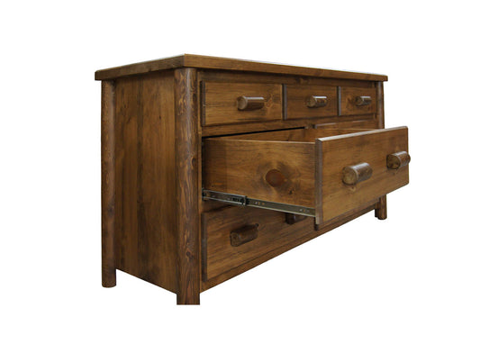 Rocky Valley Large 7 Drawer Log Dresser with Open Drawer