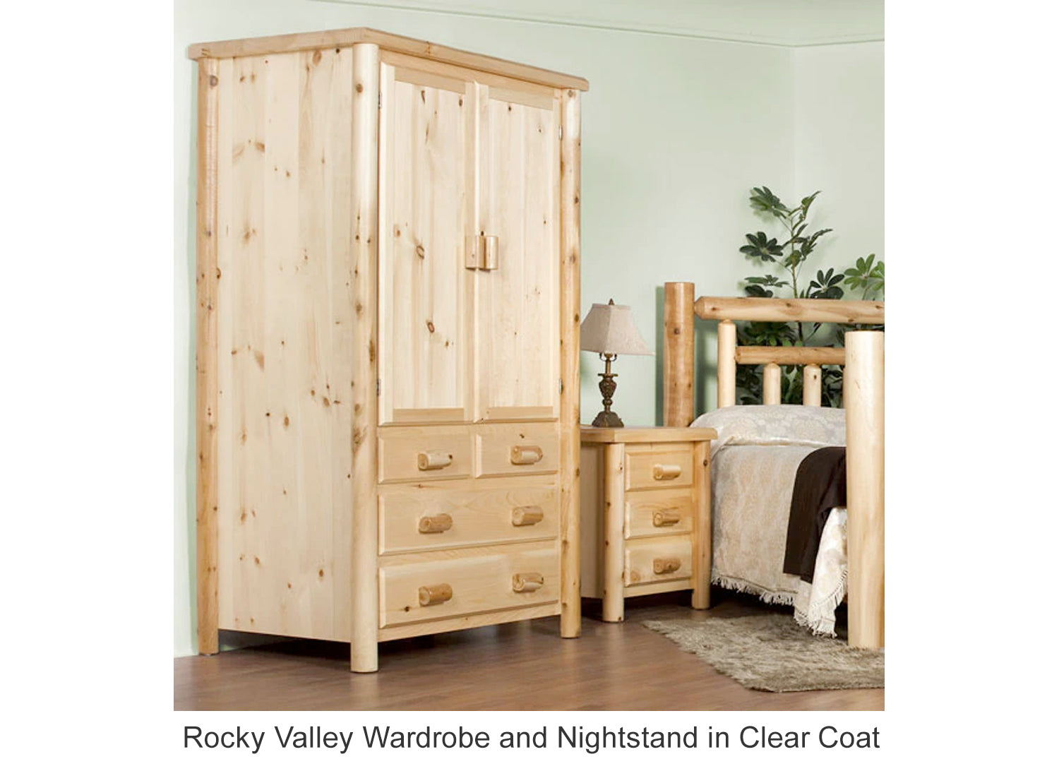 Rocky Valley Wardrobe and Nightstand in Clear Coat