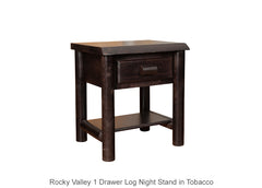 Rocky Valley 1 Drawer Log Night Stand great for cottage