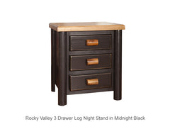 Rocky Valley 3 Drawer Log Night Stand