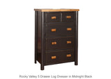 Rocky Valley 5 Drawer Log Dresser two tone
