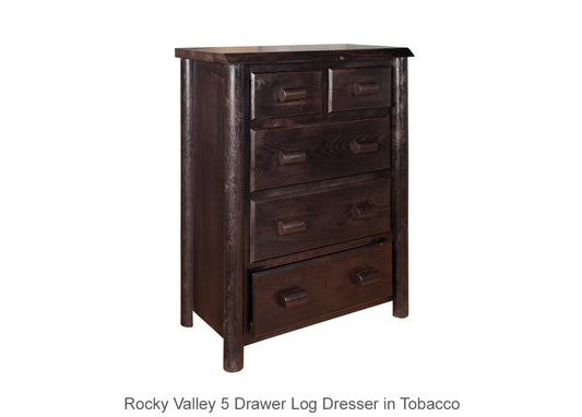 Rocky Valley 5 Drawer Log Dresser stained