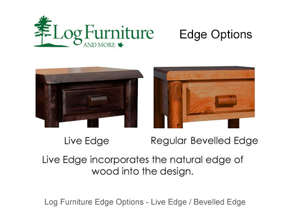 Rocky Valley 1 Drawer Log Night Stand live edge option