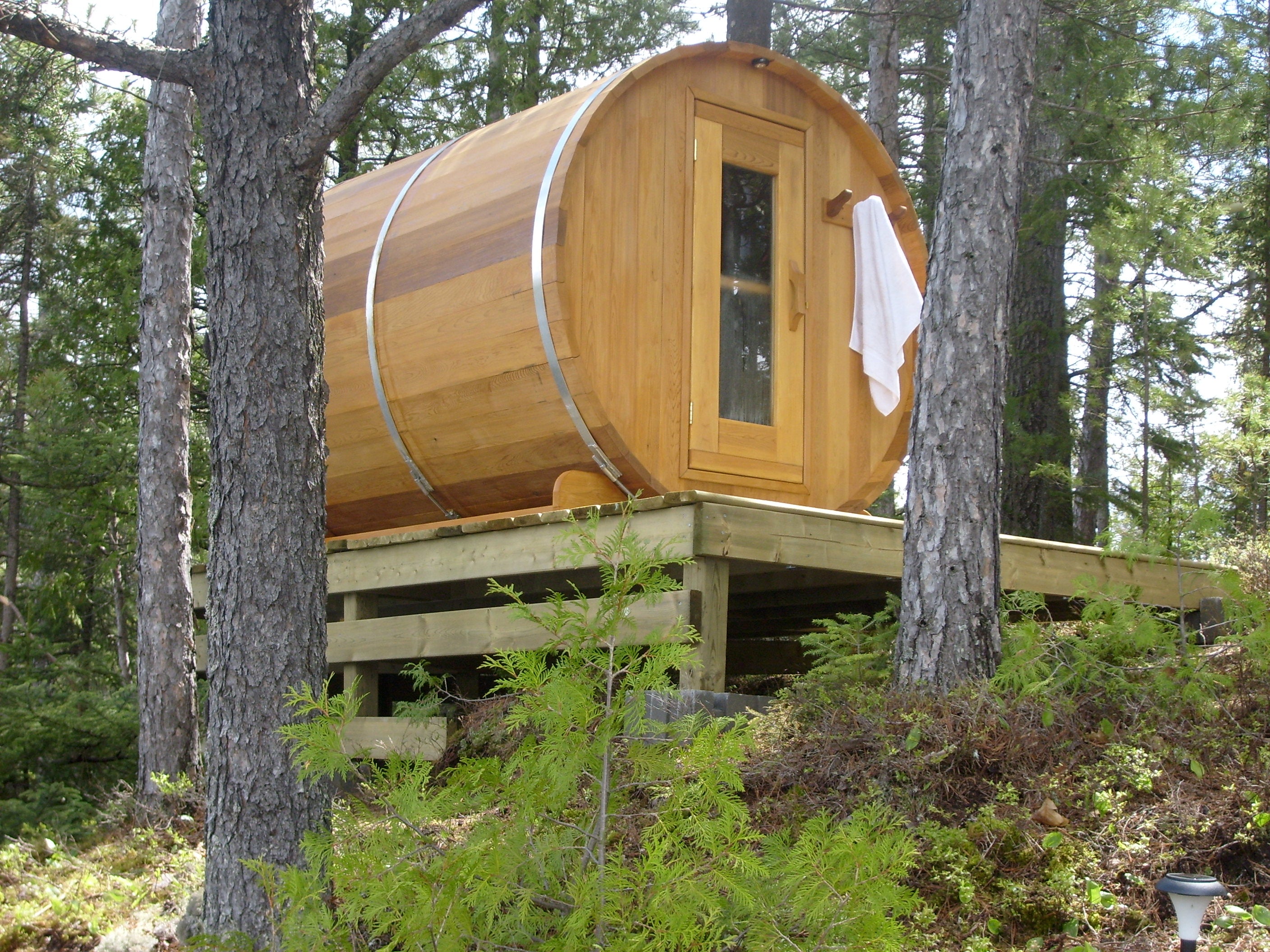 Barrel sauna at cottage