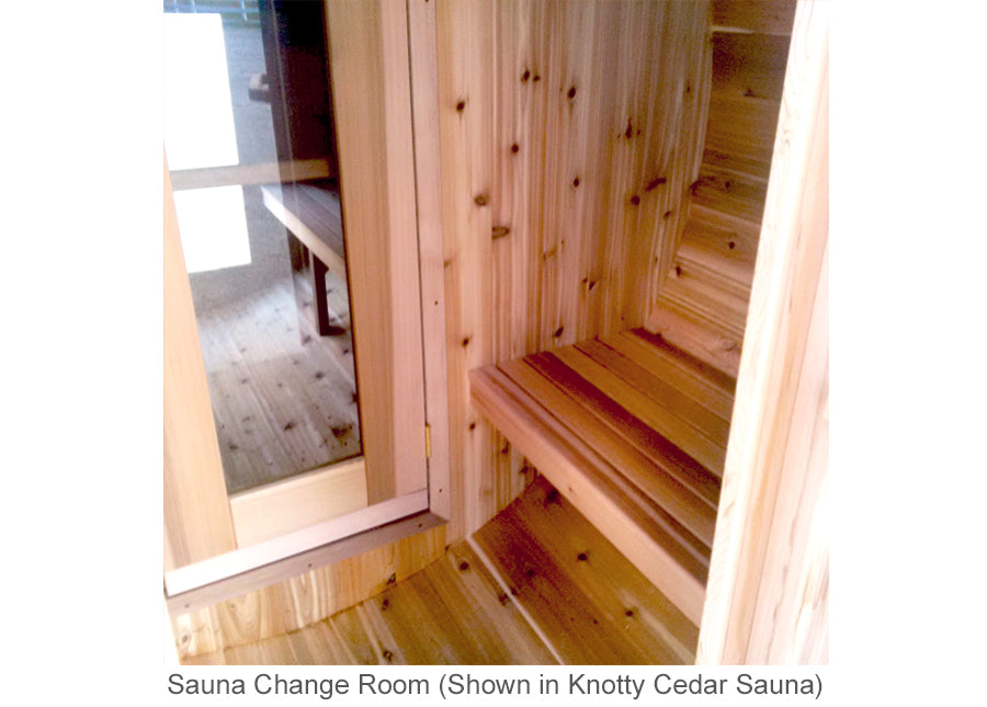 Changeroom for barrel sauna