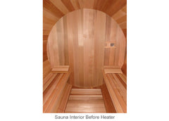 Interior view of barrel sauna