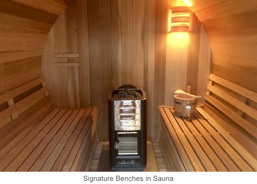 Signature benches in sauna