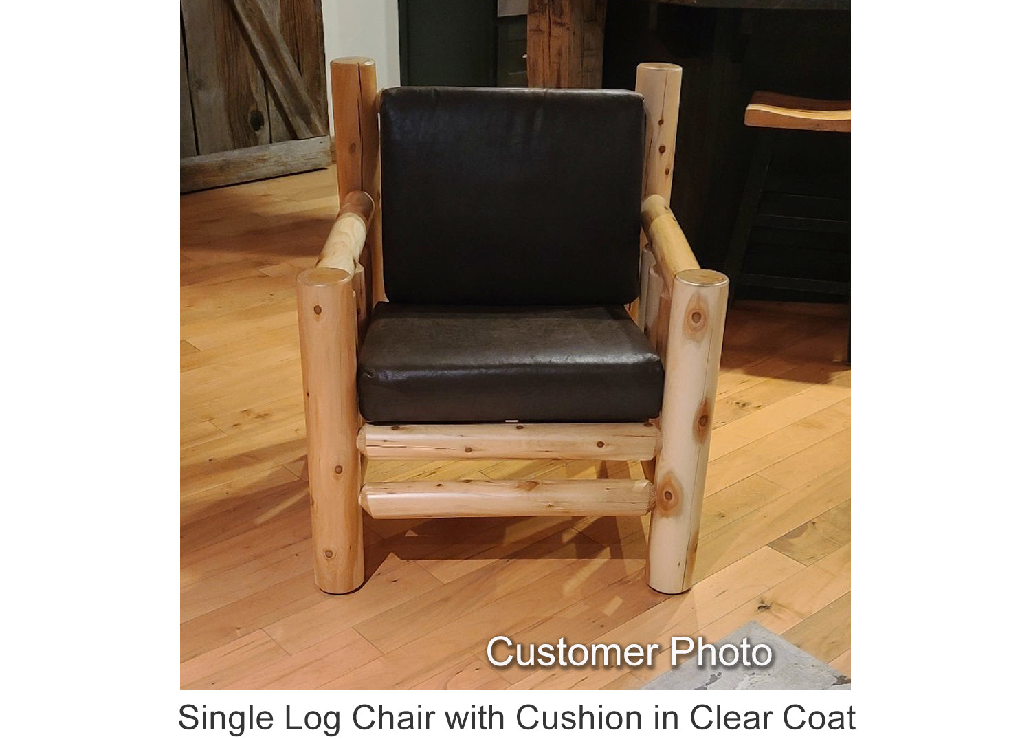 Single Log Chair with Cushion in Clear Coat