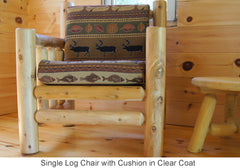  Single Log Chair with Cushion in Clear Coat