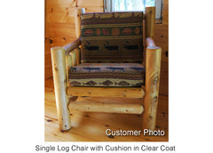 Single Log Chair with Cushion in Clear Coat