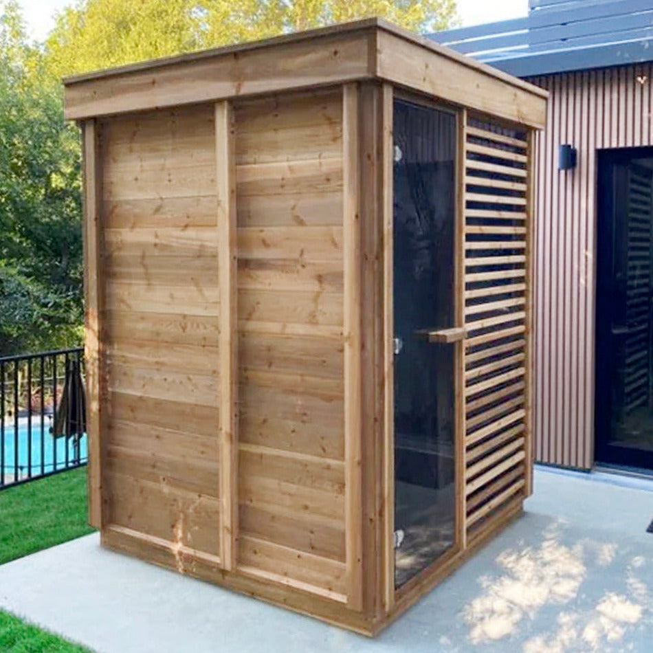 Knotty Cedar Modern Box OUTDOOR Sauna - Small