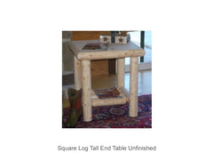 Square Log Tall End Table