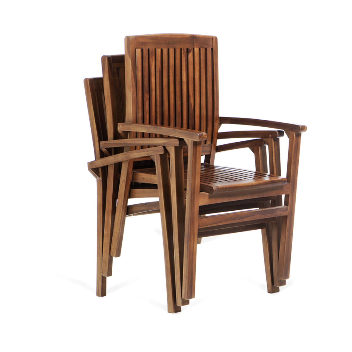 Stack of Teak Stacking Chairs