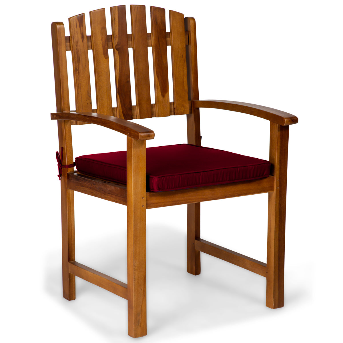 Teak Dining Chair with Red Cushion