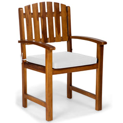 Teak Dining Chair with White Cover