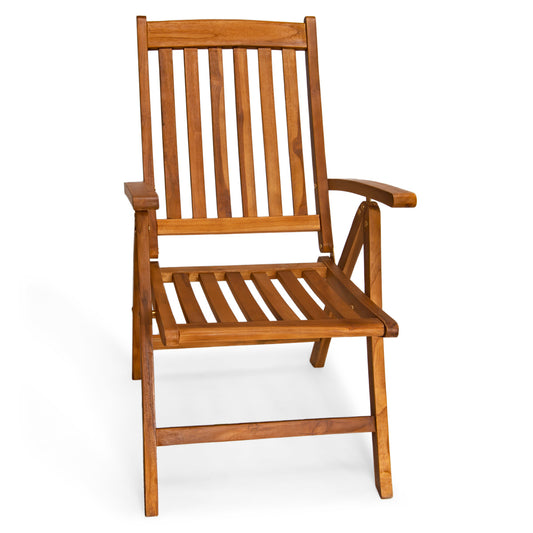 Teak Folding Arm Chair Front View