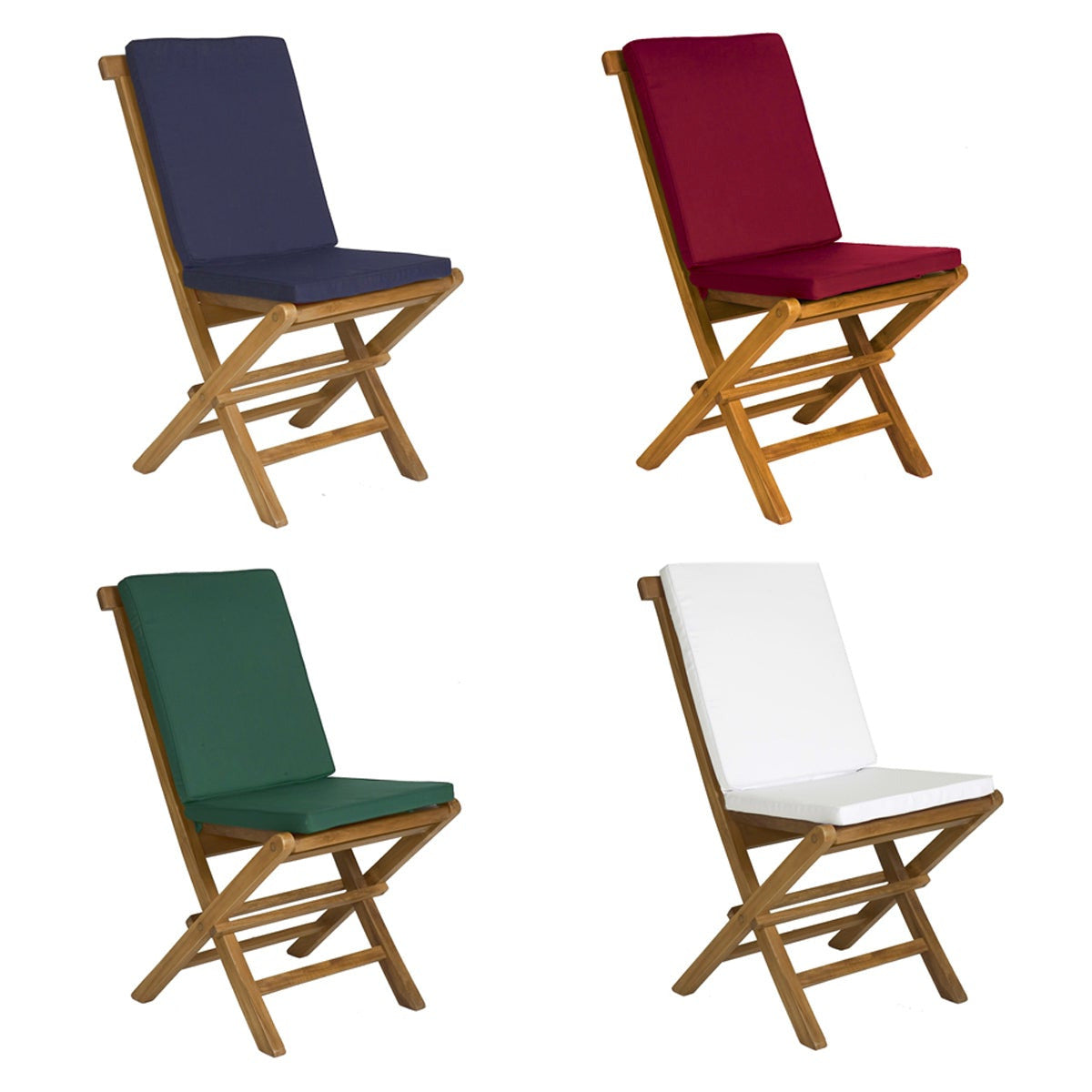 Teak Folding Chairs with Cushions