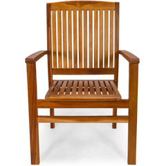 5 Piece Teak Oval Extension Table Stacking Chair Set