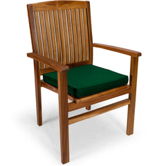 Teak Stacking Chair with Green Cushion