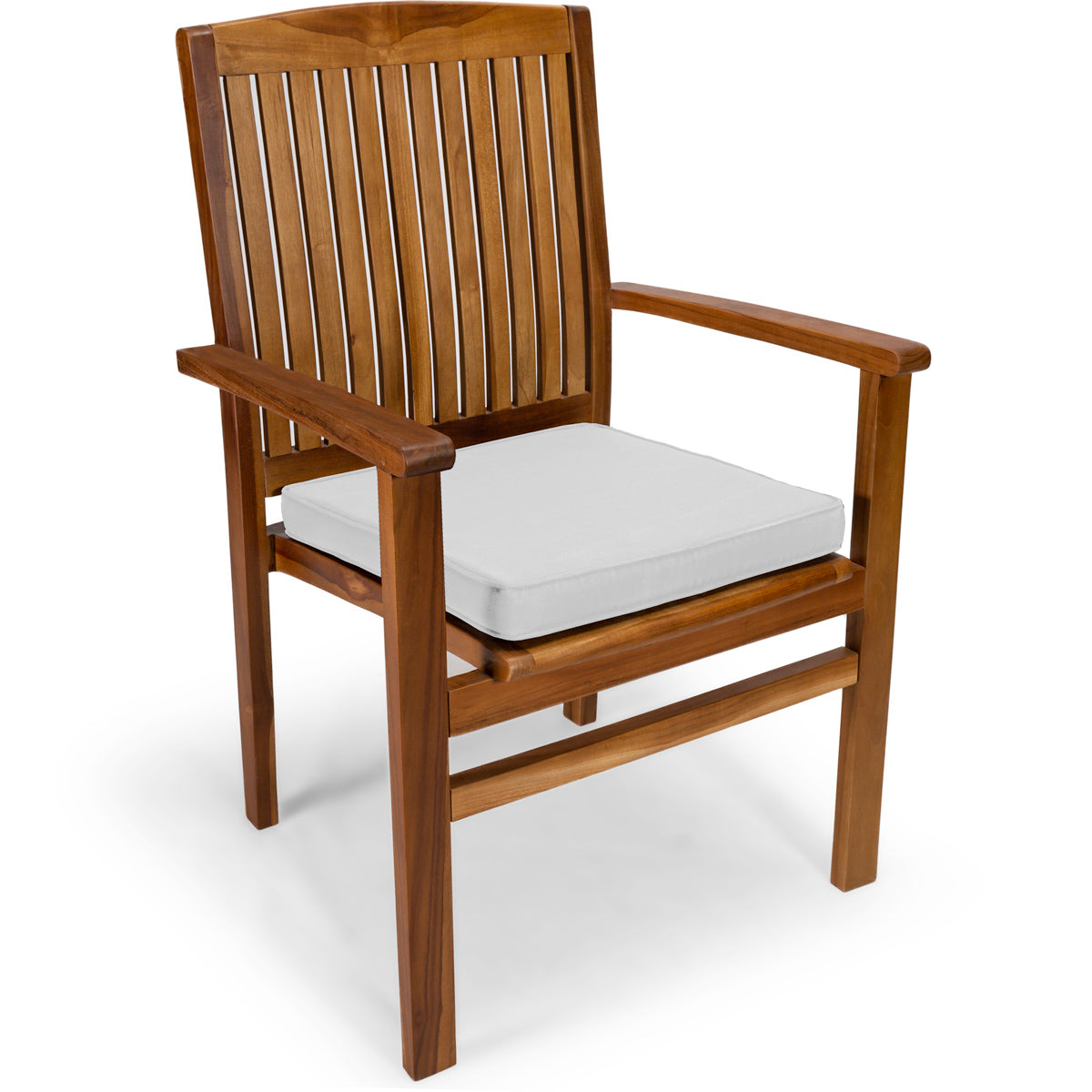 Teak Stacking Chair with White Cover