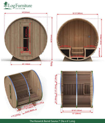 The Keswick Barrel Sauna 7' Dia x 6' Long