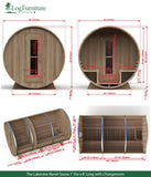 The Lakeview Barrel Sauna 7' Dia x 8' Long with Changeroom