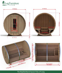 The Mayfield Barrel Sauna 6' Dia x 8' Long