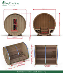 The Northwood Barrel Sauna 6' Dia x 7' Long