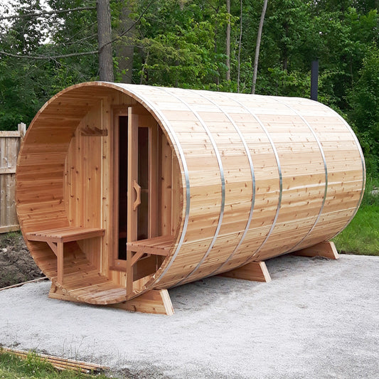 The Meadowood Sauna - 7' Dia x 8' Long with changeroom and porch