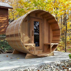 The Vermont Barrel Sauna is 7' Dia x 6' Long