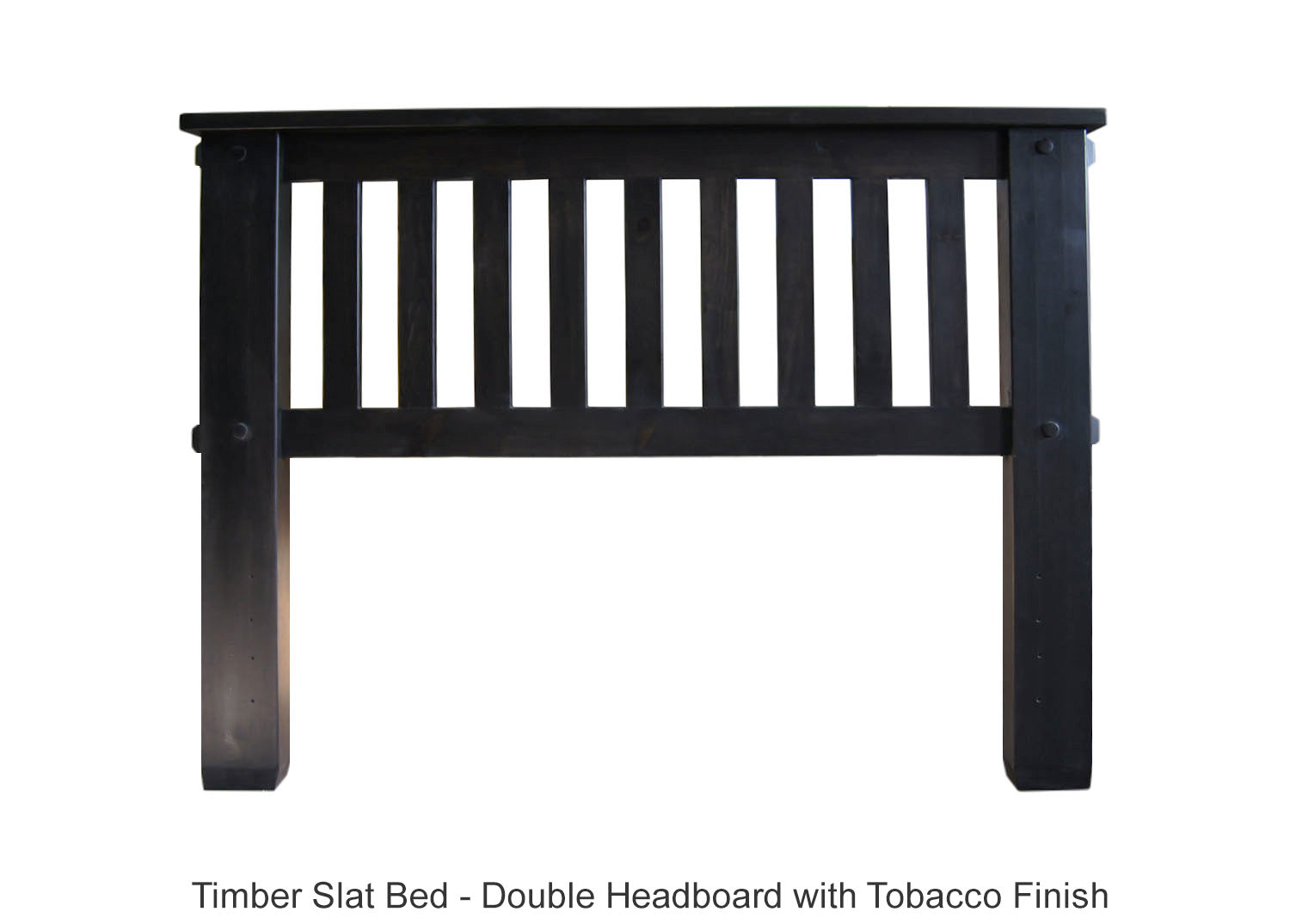 Timber Slat Bed Double Headboard with Tobacco Finish