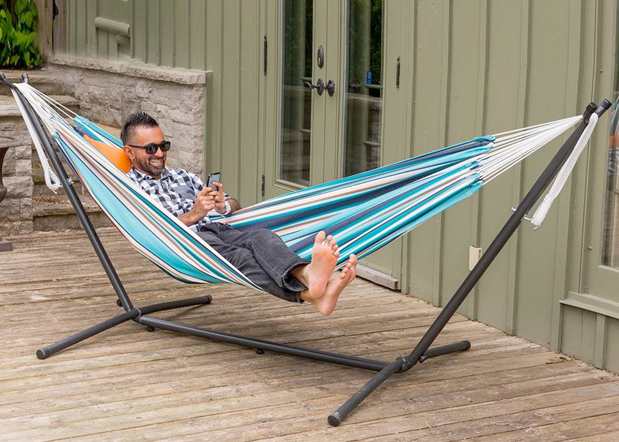 Sunbrella Hammock (9ft) with Stand on the Porch
