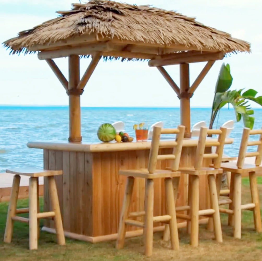 Tropical Paradise Tiki Bars with Bar Stools