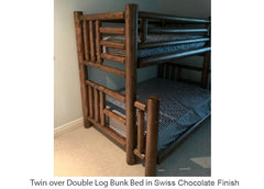 Twin over Double Log Bunk Bed in Swiss Chocolate Finish