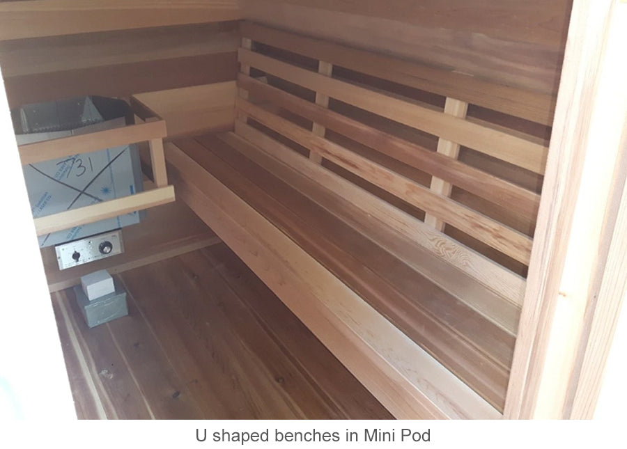 U shaped benches in mini pod