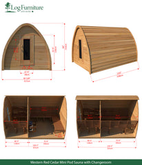 Western Red Cedar Mini Pod Sauna with Changeroom
