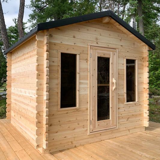 Outdoor White Cedar Georgian Cabin Sauna 7.5' x 7.5'