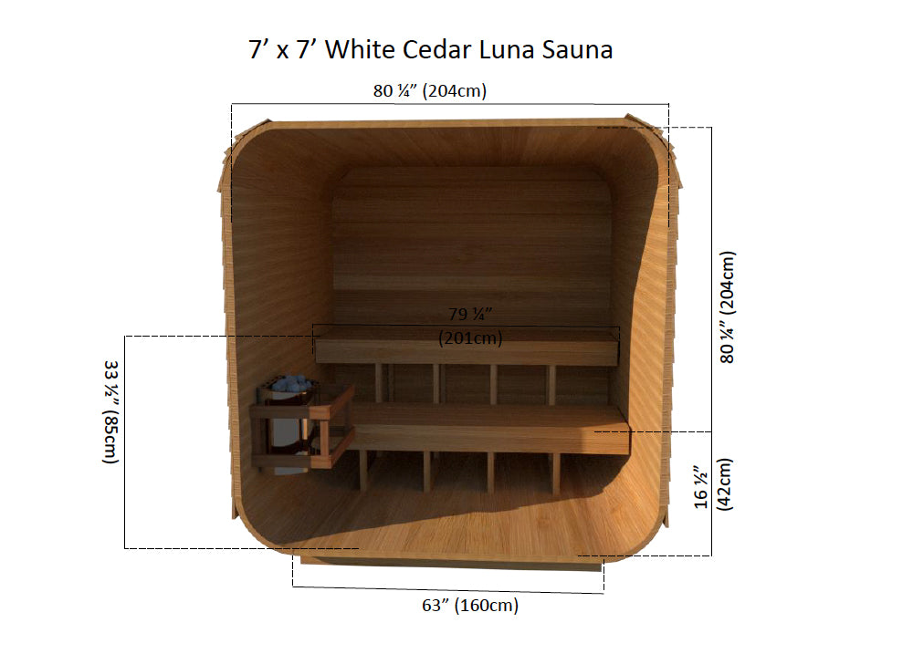 White Cedar Luna Sauna Interior