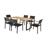 7 Pieces Outdoor Dining Set with Acacia wood table top