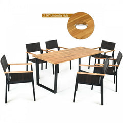 7 Pieces Outdoor Dining Set with Acacia wood table top