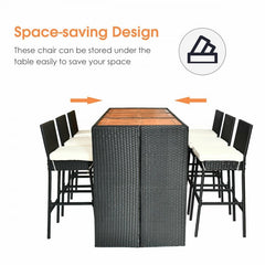 7 Piece Rattan Wicker High Dining Table