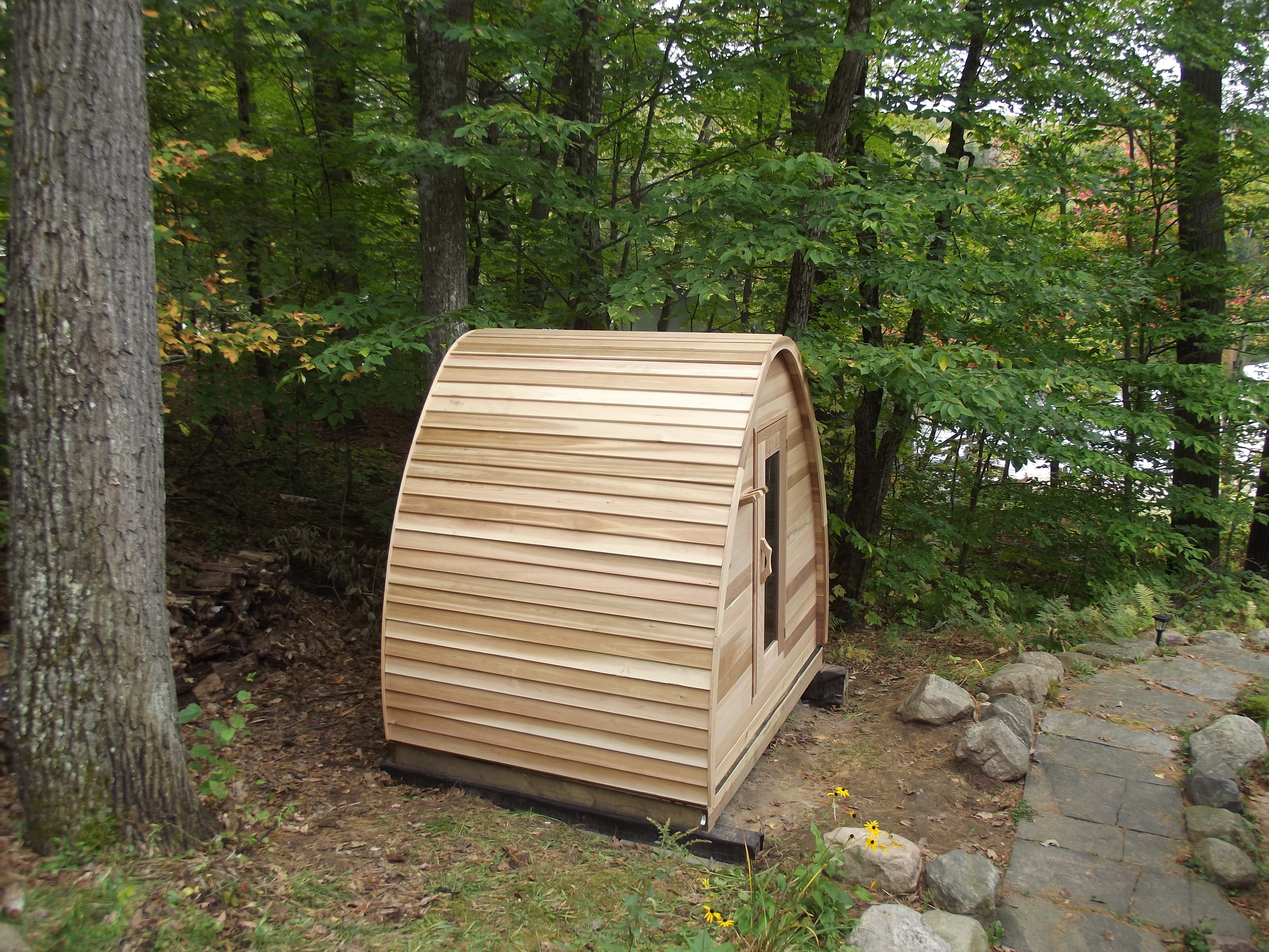 Small Pod Sauna with bevel siding